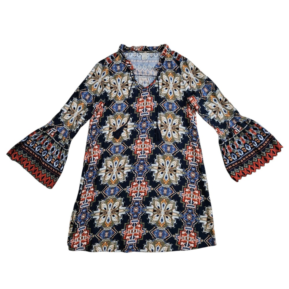 Ariat Alton (Women's Small) Bell Sleeve Boho Dress Harvest Moon Aztec Print Mini